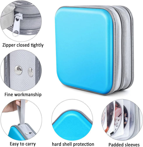 CD/DVD Case Wallet, 48 Capacity, Sky Blue, Plastic, Portable Storage Organizer...