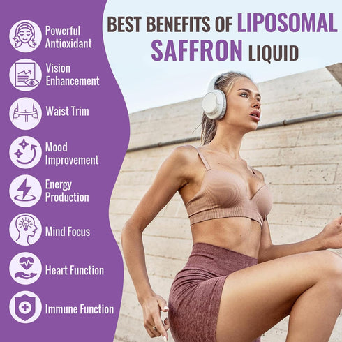 Saffron Supplements - 88.5 mg Liposomal Saffron Extract Drops Better Bioavailability for Mood, Energy, Vision & Focus with Ashwagandha, Turmeric, ...