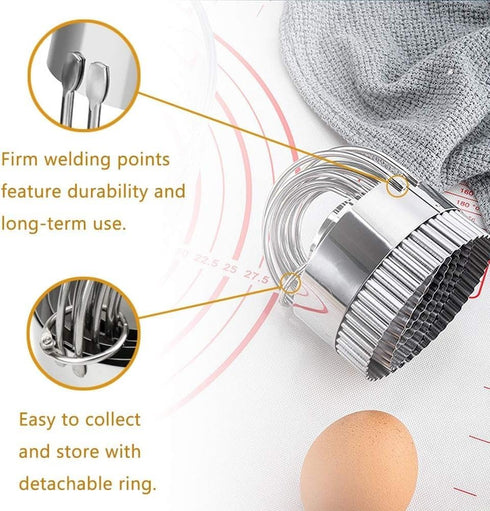 Stainless Steel Biscuit Cutters Set for Baking (5 Pieces) | Fluted Round Cookie Cutters with Handle | Professional Baking Dough Tools...