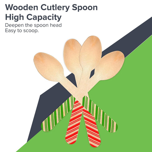 Red And Green Striped Candy Cane Christmas Wooden Spoons. Pack of 100 Count. 6.25 Inches Wooden Eco-Friendly Spoons....