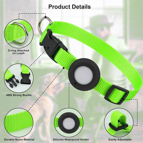Compatible with Airtag Dog Collar, Adjustable Air Tag Dog Collar with Durable Quick Snap Buckle, Imitation Nylon Dog Collar with Waterproof Apple ...