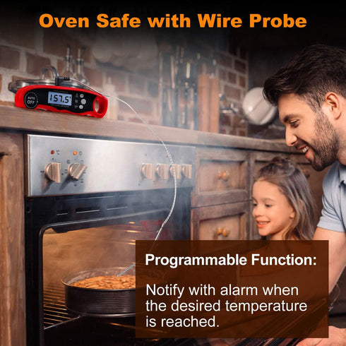 Oven Safe Food Thermometer for Cooking with 2 Probes, Instant Read Digital Grill Thermometer for Kitchen BBQ Candy Oil Deep Fry...