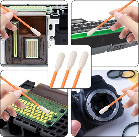 200 Pcs/Orange / 3.66 inch Foam Swab Cleaning Swab Foam Tips Sponge Stick for Inkjet Printer Print Head Camera Optical Lens Optical Equipment...