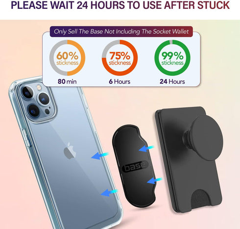 3PCS Adhesive Base for Pops Wallet+, Detachable Sticky Plastic Part Strips Replacement for Socket Wallet Plus & Wallet Case Back with Extra 3Pack ...