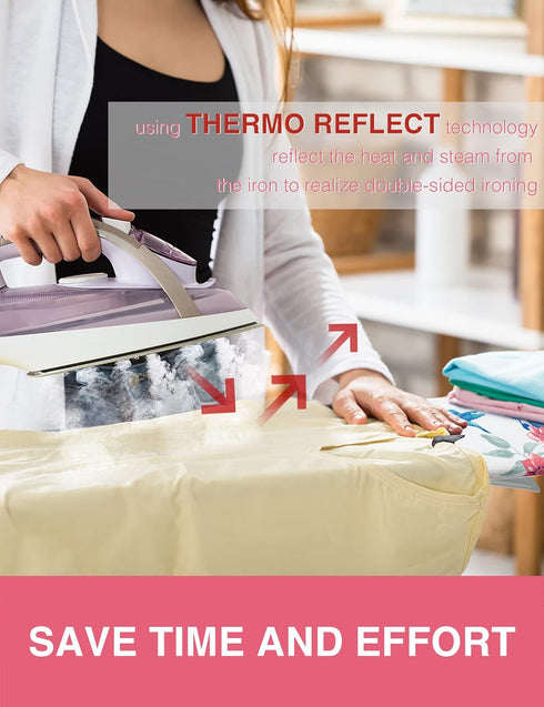Extra Thick Ironing Board Cover and Pad, Resist Scorching and Staining, 15x54 Reflective Silicone Ironing Board Cover, Elastic Edges, 4 Fasteners,...