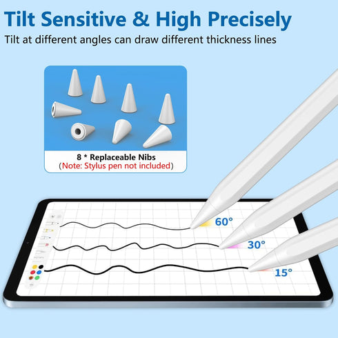 8 Pack Apple Pencil Tips, Replacement Tips Only Compatible with our KARFUN Pencil, iPencil Nib for iPad Pencil 2018-2023, iPad 10/9/8/7/6 Gen, iPa...