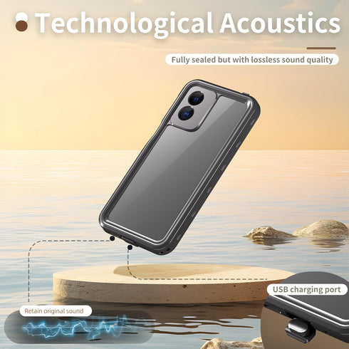 for Motorola Moto G Play 2024 IP68 Dustproof Waterproof Case Full-Body Slim Snowproof Shockproof Underwater TPU PC Hybrid Outdoor Transparent Cove...