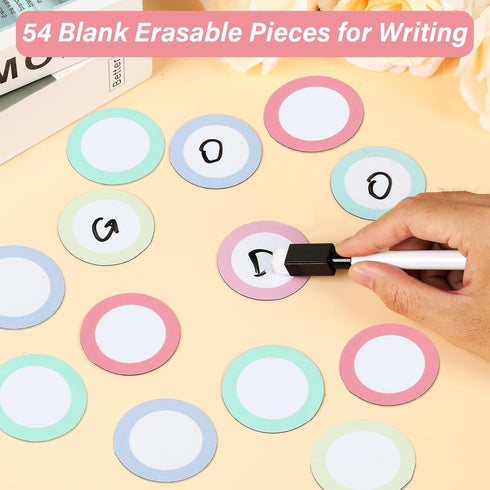54 Pcs Numbers Magnetic Accents Pastal Theme Round Whiteboard Magnets for Classroom Blank Magnetic Numbers for Classroom Whiteboard Dry Erasable M...