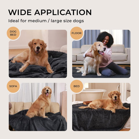 Luciphia Waterproof Blanket for Large Dogs Liquid Proof Furniture Protector Washable Pet Reversible Bed Cover for Couch Soft Sherpa Fleece Cat Bla...