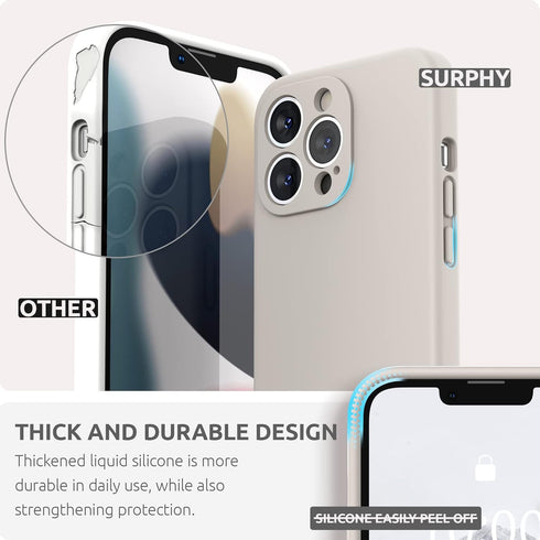 SURPHY Compatible with iPhone 13 Pro Case with Screen Protector, (Camera Protection + Soft Microfiber Lining) Liquid Silicone Phone Case 6.1 inch ...