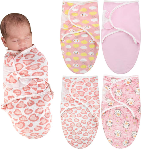 4 Pcs Preemie Baby Swaddle Preemie Swaddle Wrap Adjustable Swaddle Blanket Preemie Size Newborn Cotton Swaddle Blanket for Preemie Boys Girls Slee...