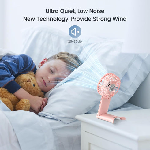 2024 Upgrade Handheld Portable Fan Longer Lasting Max 20Hrs Working Time, 4 Speeds Strong Wind USB Rechargeable Personal Mini Fan Desk Fan for Gir...