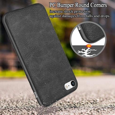 SALAWAT for iPhone SE 2020 Case, iPhone 7 Case, Slim PU Leather iPhone 8 Case Shockproof Phone Case Cover Lightweight Soft TPU Bumper Hard PC Hybr...