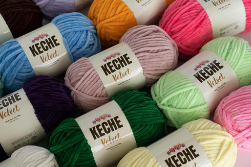 Keche Velvet Yarn for Crocheting, Soft Chenille Bulky Baby Blanket Amigurumi Yarn 100 gr (132 yds) - Brown......