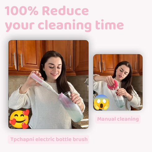 Electric Travel Baby Bottle Brush Set, Electric Bottle Brush Cleaner, Silicone Bottle, Nipple and Straw Brush, Stirring Disperser, Drainage Rack, ...
