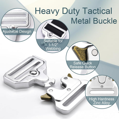 2Pack Tactical Duty Belt Buckles Tactical Metal Buckle, 1-1/2" Tactical Strap Buckle Clips for Backpack, Dog Collar Hardware, Harness, Tactical Ke...