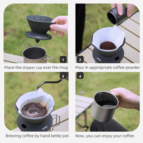 Collapsible Pour Over Coffee Dripper, Reusable Silicone Pour Over Coffee Maker For Camping, Travel&Home, Portable Single Clever Coffee Dripper Wit...