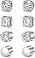 D.Bella Stud Earrings Fake Cubic Zirconia Diamond Earrings for Women Men Silver...