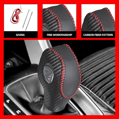 1 PC Car Gear Shift Knob Cover, Waterproof Leather Vehicle Shift Knob Accessories, Durable Automotive Interior Gear Shift Decoration Compatible wi...