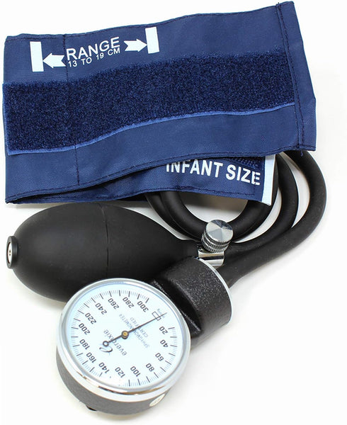Dixie EMS Deluxe Infant Aneroid Sphygmomanometer Blood Pressure Set W/Infant Cuff, Carrying Case and Calibration Tool Latex Free – Navy...
