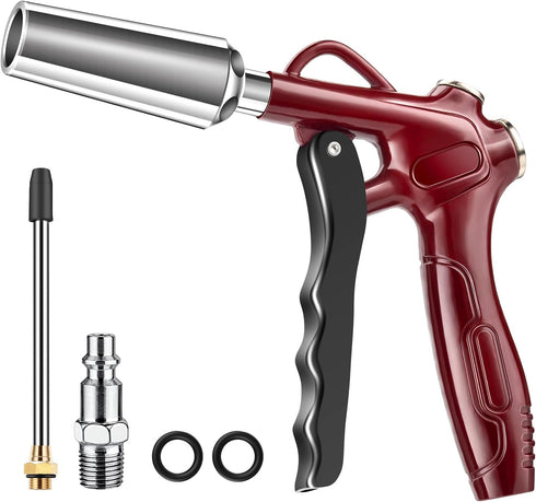 JASTIND Retro Red Air Blow Gun with Powerful Blast Air Nozzle, High Volume Air Blower Gun Kit w/4.9 Inch Steel Extension & 1/4" Quick Plug, Air Gu...