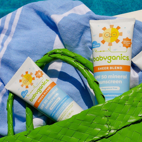 Babyganics SPF 50 Mineral Sunscreen Lotion, Sheer Blend, UVA UVB Protection, Octinoxate & Oxybenzone Free, Water Resistant, Fragrance Free, 8 oz...