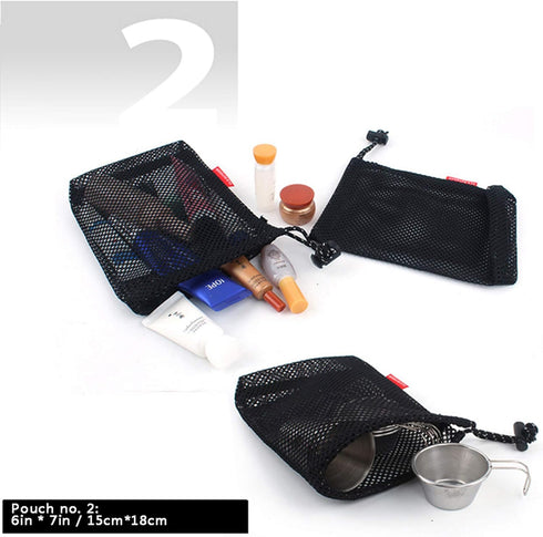 Drawstring Bags Pouch/Ditty Bag/Mesh Stuff Sack Camping Cord Bag Storage 5-in-1 Travel Use Nylon 5 Pieces (Red)...