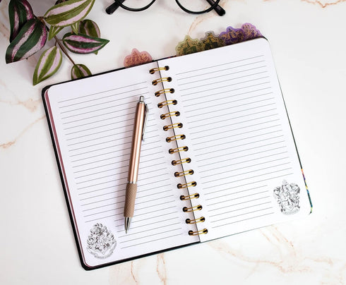 Harry Potter Hogwarts Crests 5-Tab Spiral Notebook | 75-Page Bound Sketchbook Journal, Work Memo Notepad With Lined Paper, Travel Diary Writing | ...