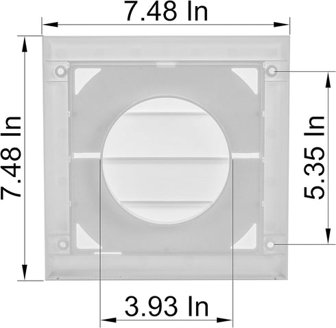 Vent Systems 4 inch (7.5 x 7.5) Exhaust Vent Cover - White - Dryer Vent Hood - Louvered Dryer Duct Vent Cover - Vent Hood Cap - One-Directional Plastic Air Supply Grille