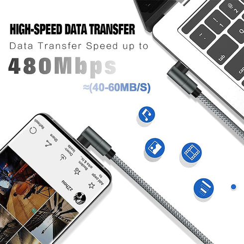 USB C to Lightning Cable 10FT MFi Certified 90 Degree iPhone Fast Charger Nylon Braided Extra Long Charging Cord Compatible with iPhone 13/13 Pro ...