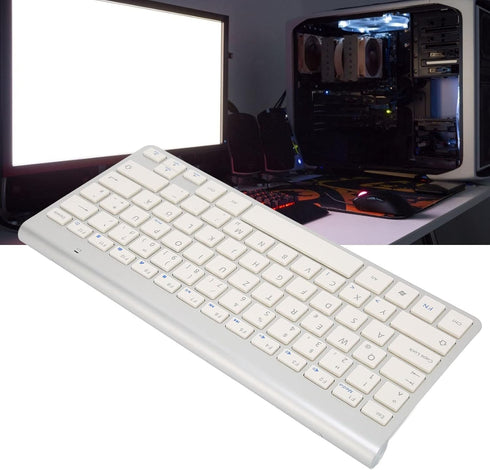 ASHATA & German & English Bilingual Language Keyboard 2.4G Cordless Keyboard for Desktop Laptop Tablet, Plug and Play...