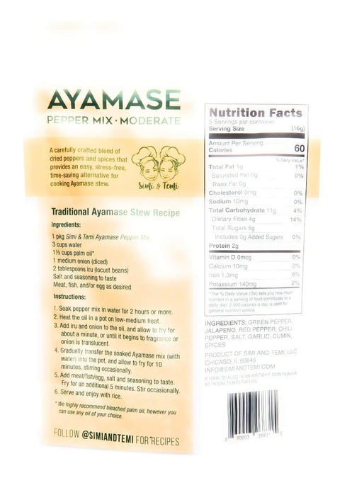 Simi & Temi Ayamase Pepper Mix | Nigerian Stew| No Preservatives| Dried Peppers| 2.75 oz | Moderate Spicy...