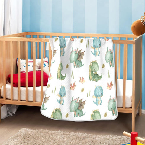 Cute Dragon Baby Blanket for Boys Girls, Soft Cozy Reversible Nursery Receiving Swaddle Blanket for Toddler Infant Crib Stroller Travel, 30x40 in...