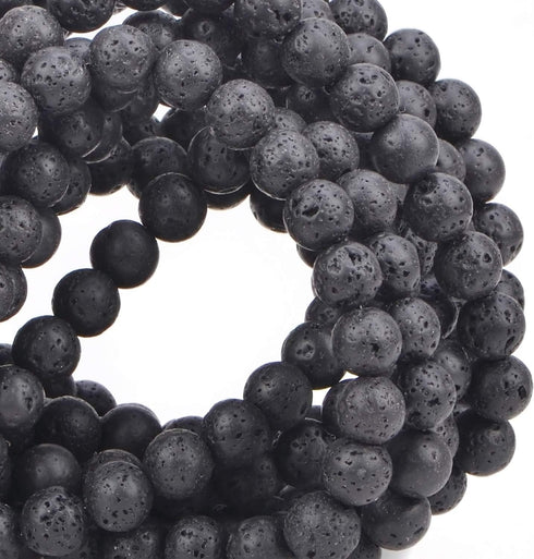 100Pcs Natural Crystal Beads Stone Gemstone Round Loose Energy Healing Beads with Free Crystal Stretch Cord for Jewelry Making (Black Lava, 8MM)...