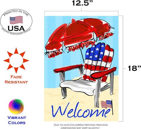 Toland Home Garden 1112362 American Beach Patriotic Flag 12x18 Inch Double Sided Patriotic Garden Flag for Outdoor House summer Flag Yard Decorati...