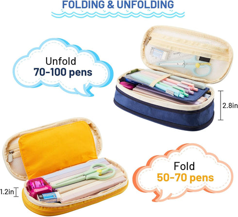 Sonuimy Large Capacity Pencil Case Pouch with Zipper, Portable Aesthetic Cute Big Capacity Pencil Cases Pen Office Travel Stationery Makeup Bag, D...
