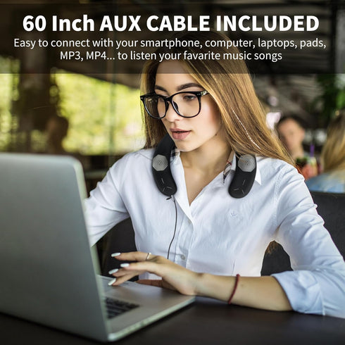 Neckband Bluetooth Speaker, Neck Speaker Bluetooth Wireless with True 3D Stero Sound, Wearable Speaker with Dynamic GRB & AUX, Portable Soundwear ...