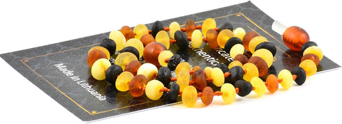 RAW Baltic Amber Necklace and Amber Bracelet - Natural Amber from Baltic Region, Genuine Amber (13in. and 5.5in.)...