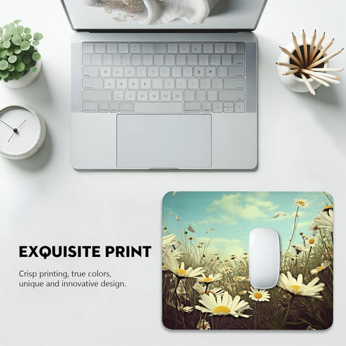 Serenity in Spring Daisies Mouse Pad - A Breath of Fresh Air for Your Desk, Stitched Edges Non-Slip Rubber Base Mouse Pads for Computers Laptop...