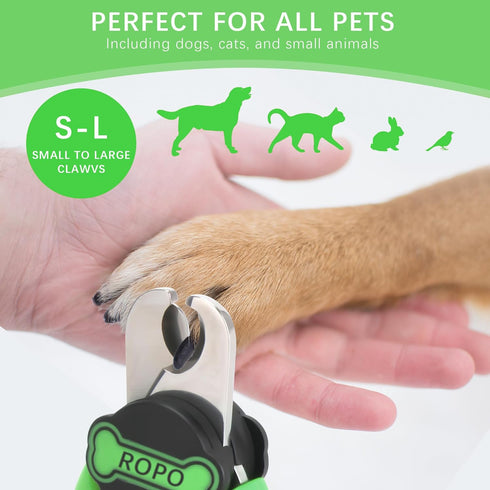 ROPO Dog Nail Trimmer, Pet Nail Clippers, Dog Nail Clippers for Pet Paw Care, Dog Nail Clippers Pet Nail Trimmer for Different Types of Pets (Gree...