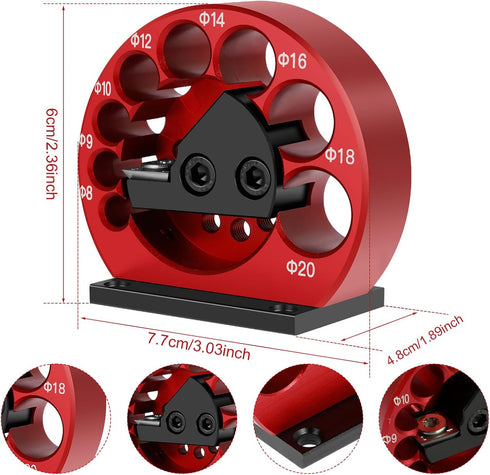 4 Pcs Dowel Maker Jig Kit, Carbide Inserts Dowel Maker, Metric 8-20mm 8 Holes Adjustable Dowel Cutter Plate, Aluminum Alloy Electric Drill Milling...