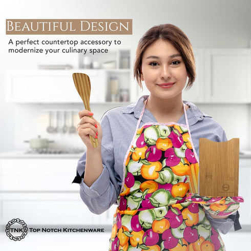 Top Notch Kitchenware Premium Bamboo Kitchen Utensil Holder and Organizer | Stylish Spoon Holder | Ideal Kitchen Utensil Organizer for Cooking | N...