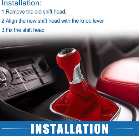 5 Speed Car Manual Gear Shift Knob Boot for Volkswagen Golf MK7 2013-2018 Red...