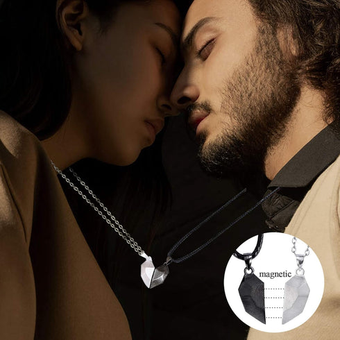 EIELO 4Pcs Couples Bracelet Necklace Set Matching His and Hers Promise Love Heart Pendant Necklace Bracelet for Couples Long Distance Relationship...