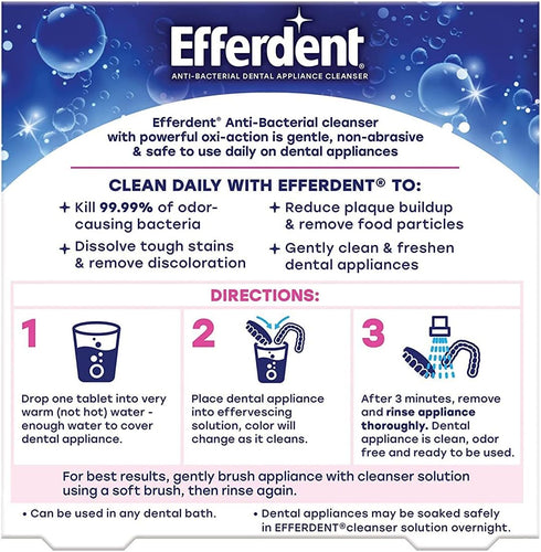 Efferdent Denture & Retainer Cleanser Tablets, Essential Clean, 20 Tablets (Pack of 4)...