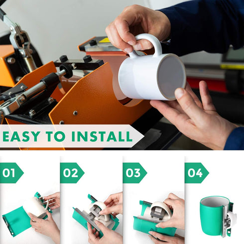 Mudder 3 Pieces 3D Sublimation Silicone Mug Wraps, 11 oz 12 oz and 15 oz Green Transfer Mug Mold Cup Clamp Fixture for Printing Cups Tumblers Subl...