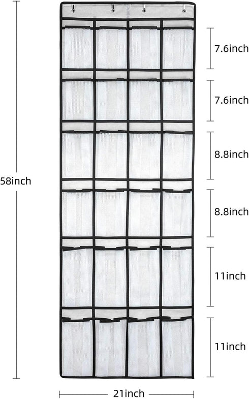 Over The Door Shoe Organizer, Hanging Shoe Organizer with 24 Mesh Large Pockets Door Shoe Rack Organizer for Men Women Kids Hanging Shoe Storage B...