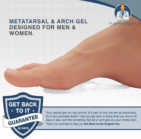 Dr. Frederick's Original Gel Pads for Metatarsal & Arch Support - 2 ct - Self-Adhesive Insoles for Foot Pain, Plantar Fasciitis & Flat Feet - Smal...