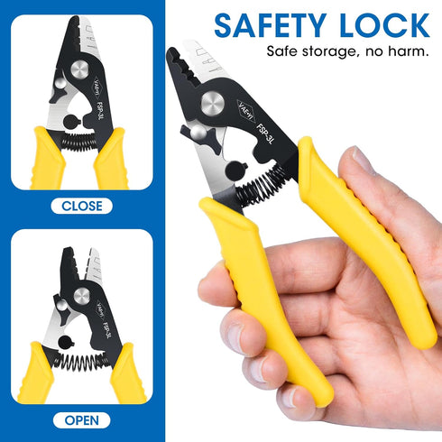 Fiber Stripper,6‘’ Cable Stripper with Safe Lock and Anti Slip Handle Klein Wire Stripper,Fiber Optic Tools,Fiber Splicing Tools,Fiber Stripping T...