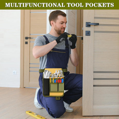 Tool Belt Garden Tool Pouch - Unisex Utility Adjustable Waist Belt Apron for Gardening/Carpenter/Plumbing/Florists/Woodwork, with 4 Pockets for Va...